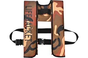 Meenoutt Adult Automatic Inflatable Kayak Vest PFD,Water Sports Vest for Boating Fishing Kayaking SUP Paddleboarding（fit Weight Below 330 lbs）