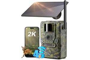 Xega 4G Solar Cellular Trail Camera with Live Feed, 2K GPS 7800mAh Wildlife Camera, No Glow 940nm Night Vision Motion Detection Instant Alarm 2-Way Audio Cloud/TF, Only Support The Build-in SIM Card