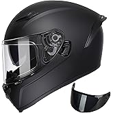 TRIANGLE FF351 Motorcycle Helmet for Street Bike, Black, DOT Approved