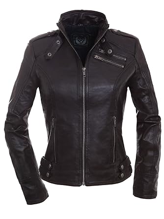 Magnifica Hochwertige Damen Biker Lederjacke Valery in Schwarz aus softem Lammnappa Leder