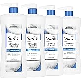 Suave Advanced Healing Hand & Body Lotion for Women With Ceramides for Very Dry Skin, Hydrating, Non-Greasy, Allergen-Free Moisturizing Cream, Lightly Scented, 28 FL OZ Pump, 4 Pack