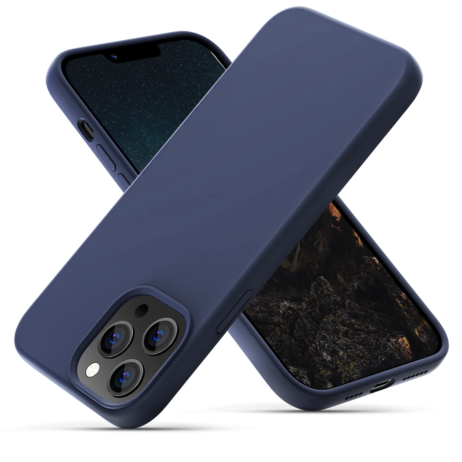 OIIAEE Silicone Case Designed for iPhone 13 Pro Max Case, Ultra Slim Shockproof Protective Liquid Silicone Phone Case with Soft Anti-Scratch Microfiber Lining, 6.7 inch, Midnight Blue — image 1