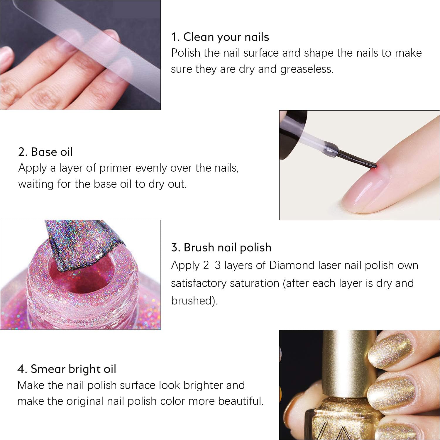 Freeorr 6 Colors Holographic Chameleon Nail Polish Set, Iridescent Gorgeous Glossy Glitter Diamond Laser Chrome Nail Pigment-6ml（A） : Beauty