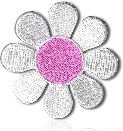 DAISY  PINK /& WHITE IRON ON APPLIQUE 1 inch