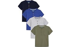 Feyoyi 4 Pack Toddler Boys Shirts Toddler Boys Short Sleeve Cotton T Shirts Henley Pocket T-Shirt Tops Tee for Little Kids