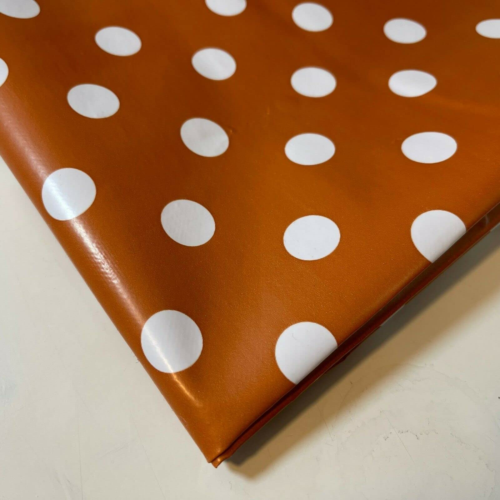 Table Cloth Polka Dotty, PVC Tablecloth (Various Sizes), Wipe Clean Tablecloth, Oilcloth Tablecloth, Rectangular Tablecloth Vinyl 150cm (150 x 100 cm, Rust Brown)