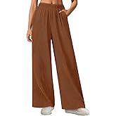 MEROKEETY Women's Wide Leg Palazzo Pants Flowy Pleated Elastic High Waisted Casual Trousers with Pockets