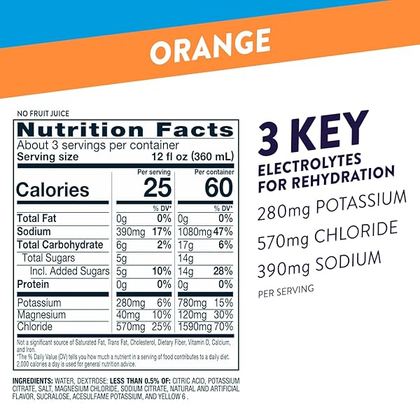 PEDIALYTE FAST HYDRATION ELECTROLYTE SOLUTION, ORANGE, HYDRATION DRINK, 33.8 FL OZ (PACK OF 4)