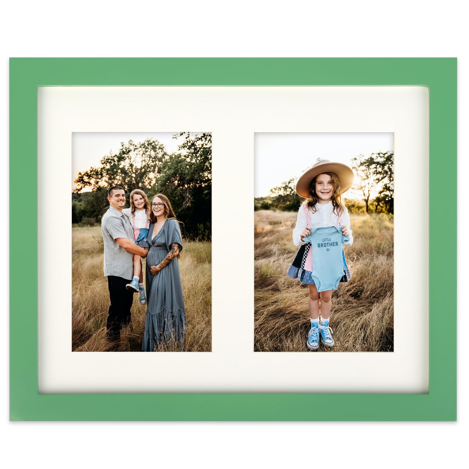 AVEAX 8x10 (20x25 cm) Photo Frame Display Double 4x6 Frames Multiple Photos, Green — image 1