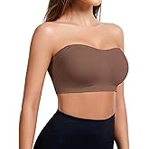 Miguofan Strapless Bra for Women Wireless Padded Bandeau Bra Seamless Non-Slip Silicone Tube Top Push Up Bralette