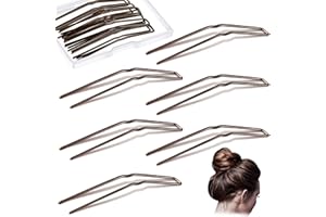 Waydress 36 Pieces U Shaped Hairpins Ballet Buns Bobby Pins U Hair Styling Metal U Bun Hairpins for Updo Bun Bobby Pins for Women Lady Thick Thin Long Curly Hair (Brown, 3 Inches)