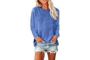 GENERIC Womens Long Sleeve Tee Shirt 2024 Trendy Raglan Long Sleeves T-Shirts Solid Color Christmas Graphic Tees Pullover Tops