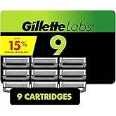 GilletteLabs Razor Blade Refills, Ultimate Precision Trimmer, 5 Bladed Refills, Compatible with Exfoliating Bar and Heated Razors, 9 Count