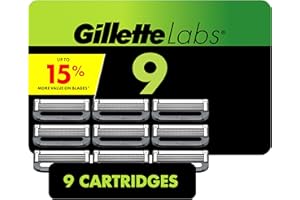 GilletteLabs Razor Blade Refills, Ultimate Precision Trimmer, 5 Bladed Refills, Compatible with Exfoliating Bar and Heated Razors, 9 Count