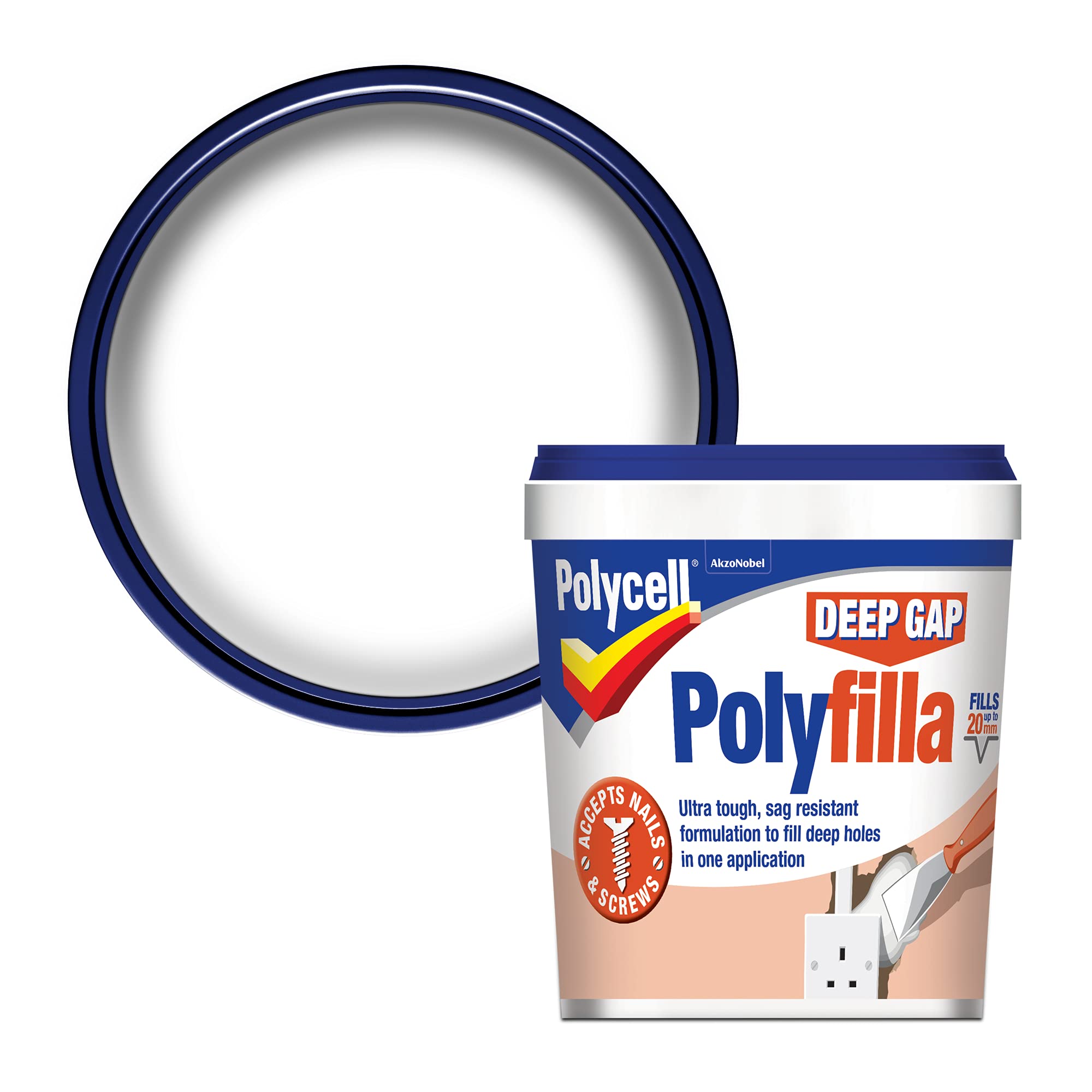 Polycell 20207 Ready Mixed Tub Deep Gap Polyfilla, 1 L - White