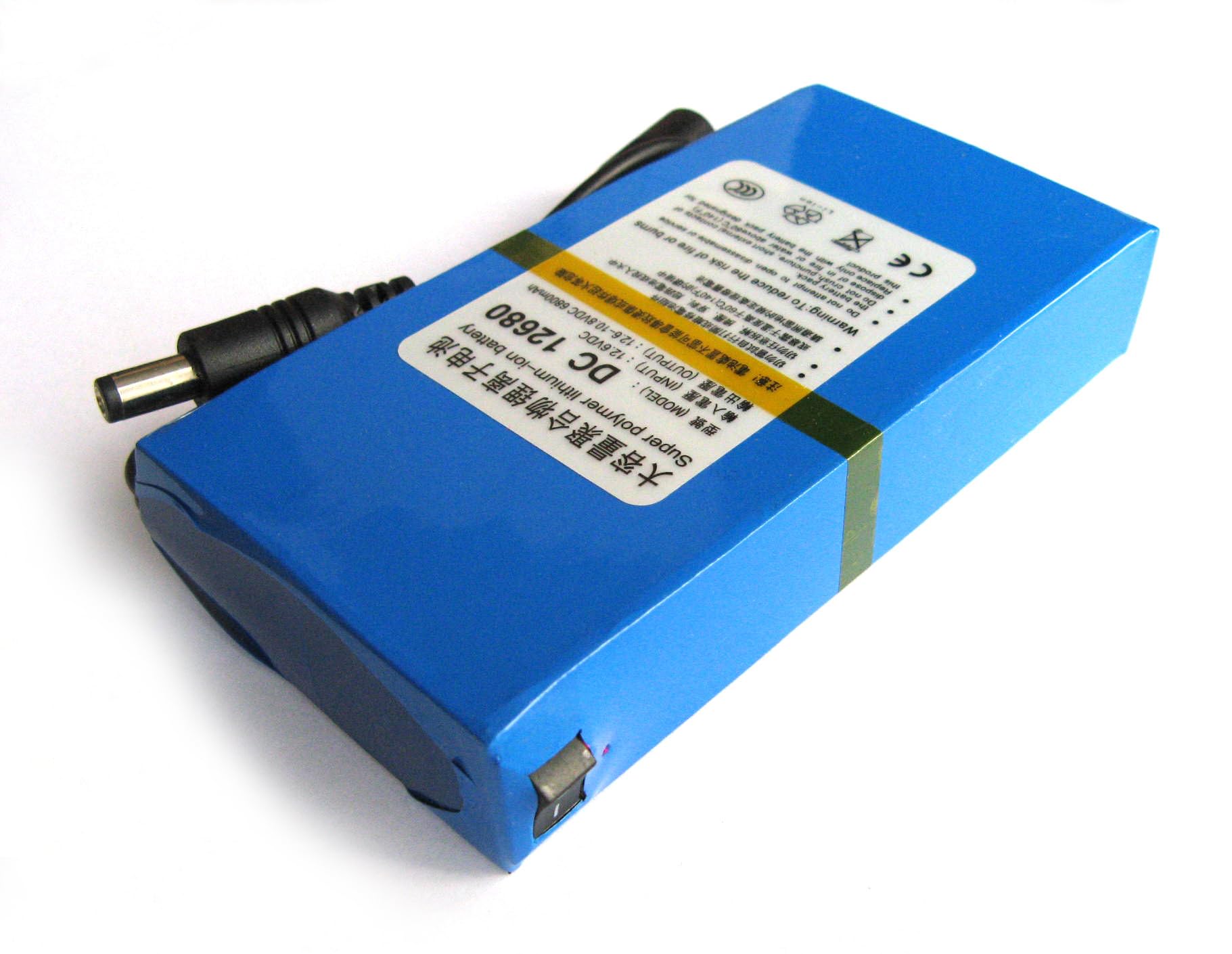 12V DC 30W 81.6Wh 6800mAh Rechargeable Lithium-Ion Portable Battery Pack/Power Bank for CCTV Cameras, LED Strip Lights & More - UK Plug Charger