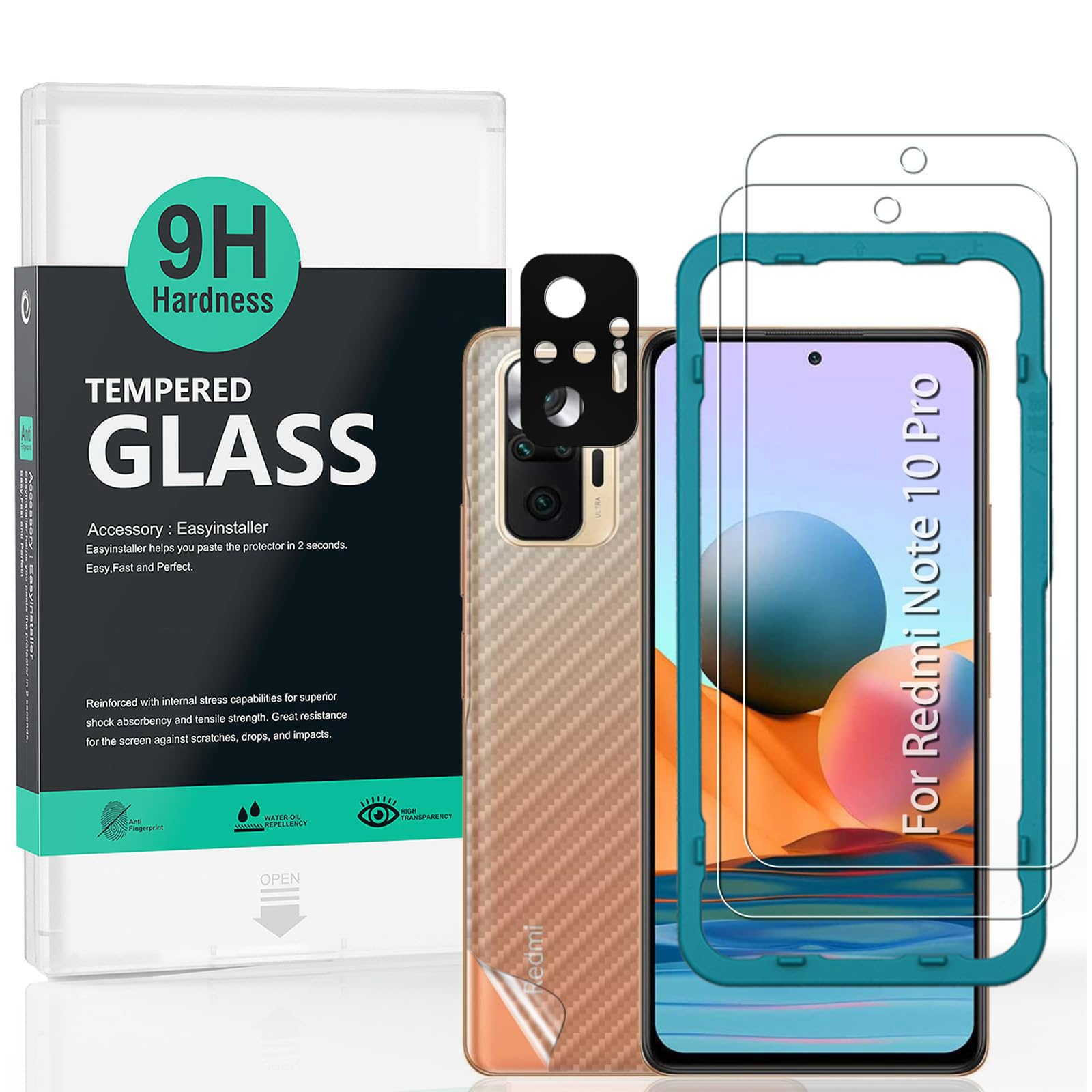 Ibywind Screen Protector For Redmi Note 10 Pro(4G)[2 Pack],9H Hardness Tempered Glass,With 1Pc Camera Lens Protector,Easy to Install — image 1