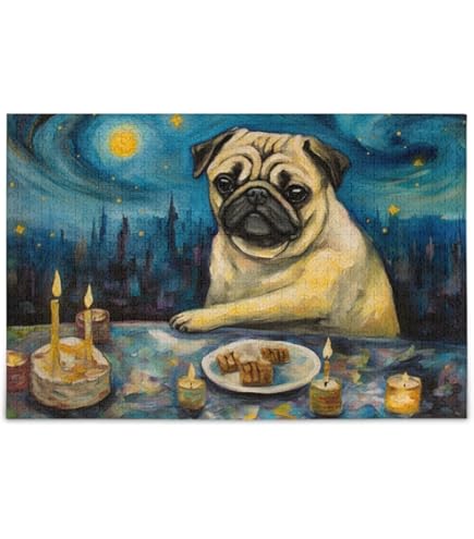 Pug With A Pearl Earring: Exploding Kittens 1000 Piece Jigsaw Puzzle