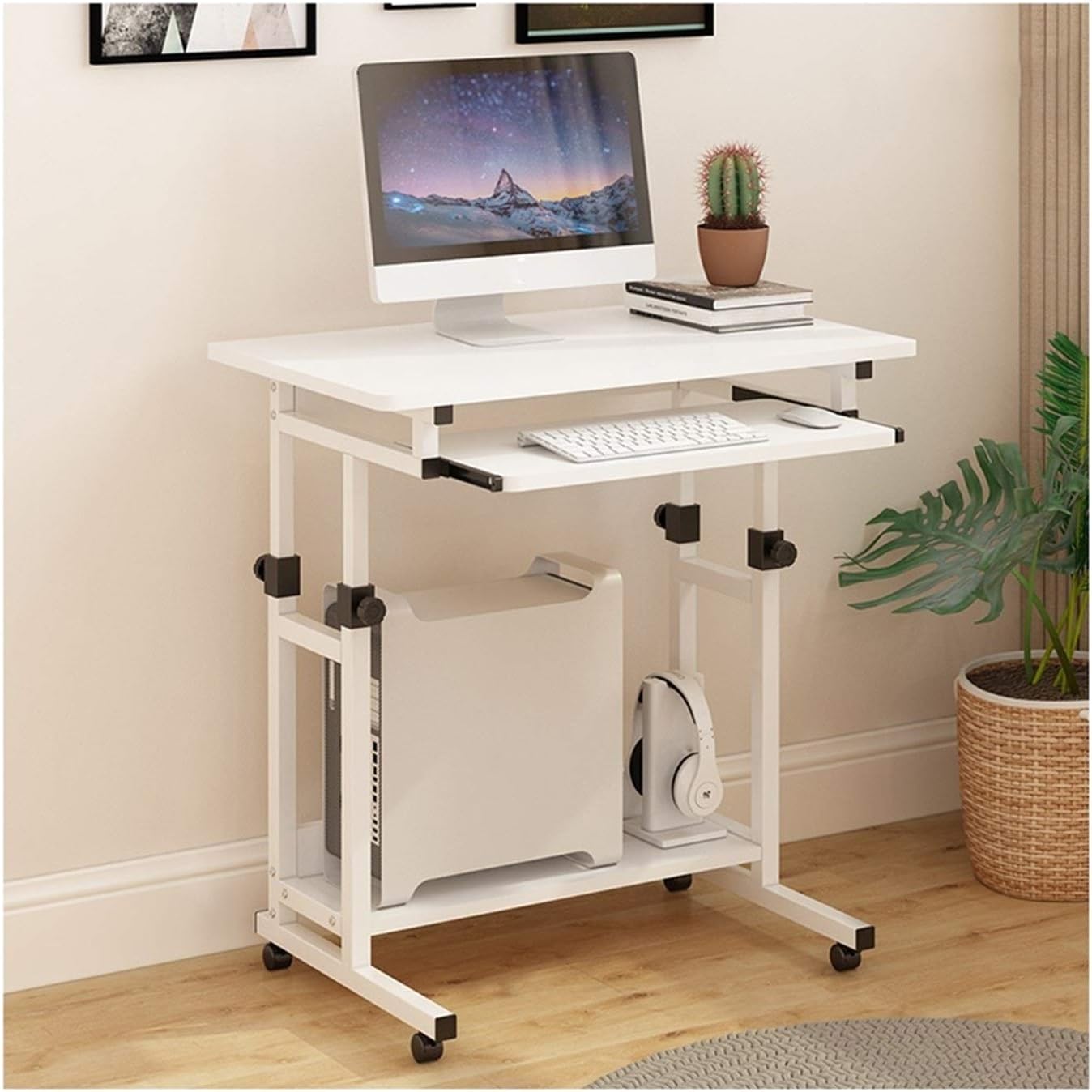 Overbed Table, Home Rolling Mobile Computer Desk Table