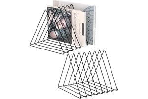 Urban Deco File Storage Holder-2 Packs Triangle Iron Magazine Organizer 7 Sections (Black) For Office Home Decor-Wire Holders