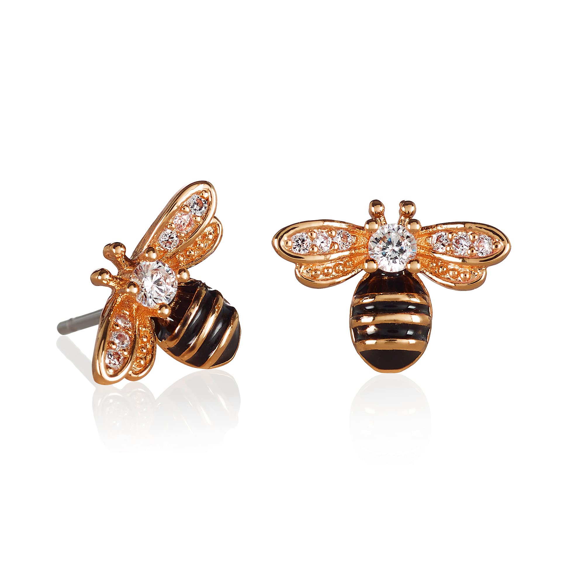 Namana Rose Gold Bumble Bee Stud Earrings for Women, Rose Gold Bee Earrings for Women and Teenage Girls, Honey Bee Jewellery Gifts for Women