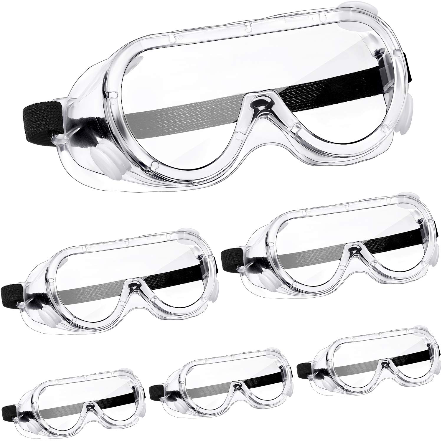 Frienda 6 Pack Safety Goggles for Work Protective Vent Safety Glasses Anti-fog Chemical Splash Resistant Goggle Clear Adjustable Goggles for Home Lab Workplace Eye Protection