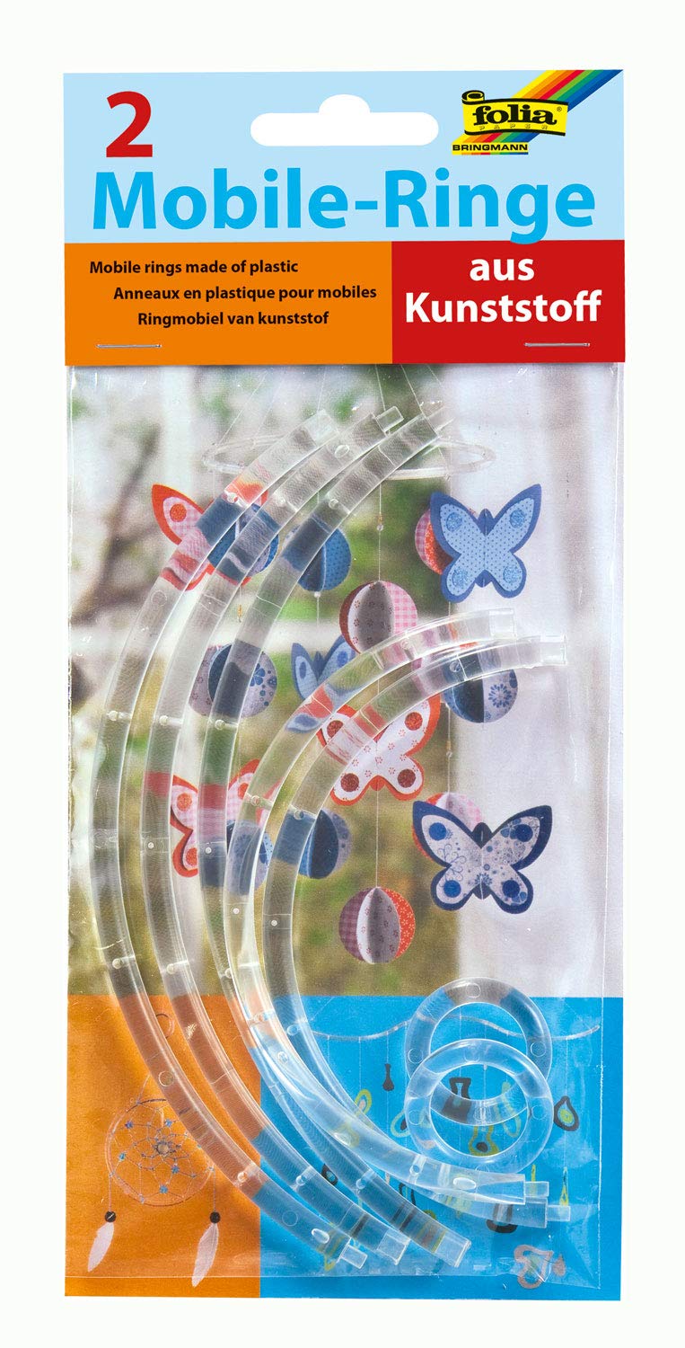 folia 2285 Mobile Rings Transparent Plastic Plug-in System for 2 Mobile Rings, Variable System for Various Insertion Options, Ideal for Mobiles and Dreamcatchers