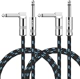 Sovvid 6FT Instrument Cable 2 Pack Right Angle 1/4 Inch Guitar Cable