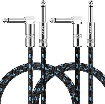 Sovvid 6FT Instrument Cable 2 Pack Right Angle 1/4 Inch Guitar Cable