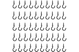 Jamiikury 50pcs 1/2 Inch Cup Hooks - Black, Nickel Plated Metal Screw-in Ceiling Hooks