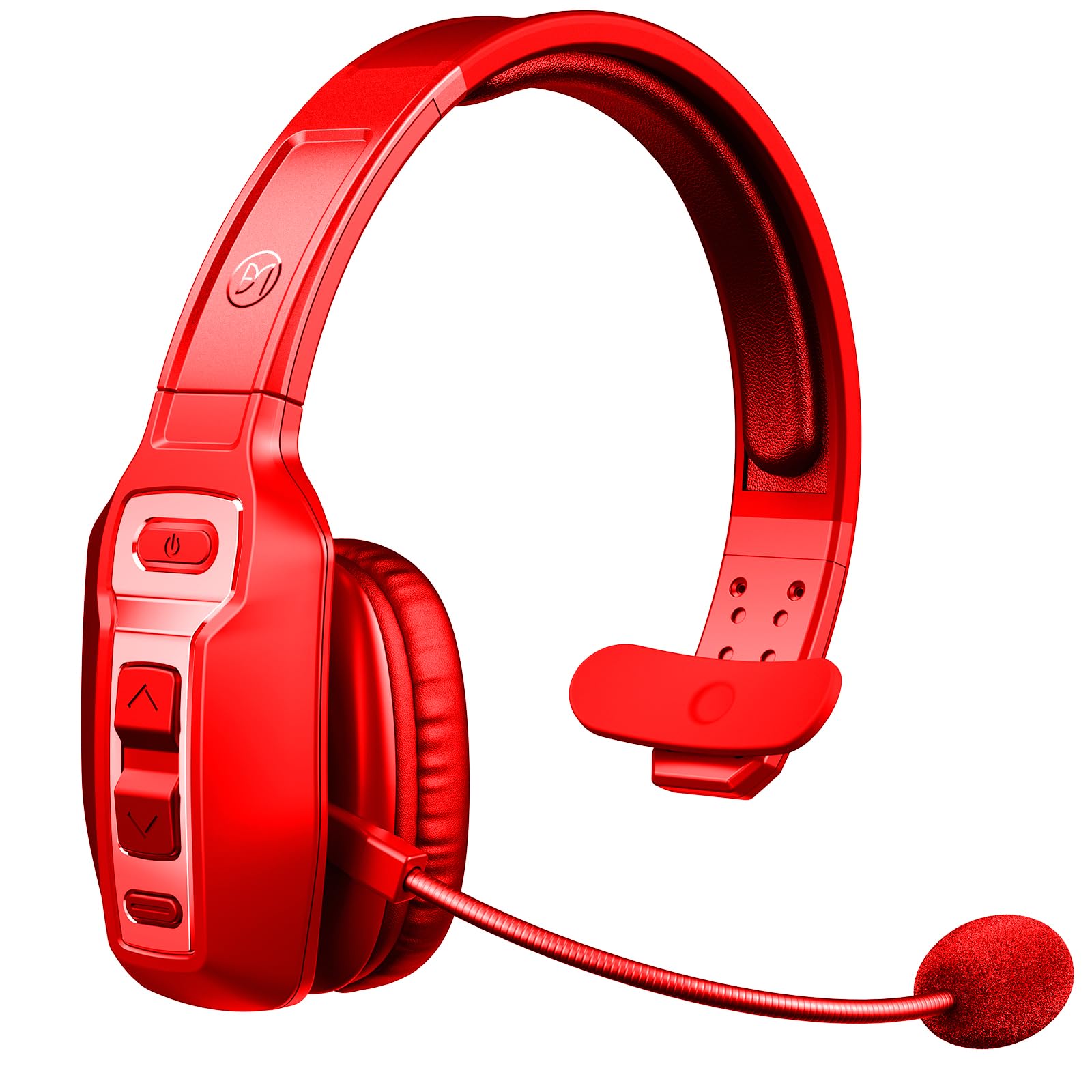 BRAMMAR Trucker Bluetooth Headset with AI Noise Cancellation Microphone, Trucker Headset with 65Hrs Talk Time & Mute Button, Multipoint Connection, Bluetooth Headsets Fit for Truck Drivers Red