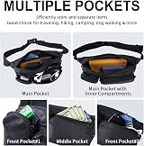 Eono Water Resistant Bum Bag Multi-Pocket Large Capacity Black view 6