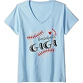 Personalized Baseball Heart Tee Cute Gigi Women Baseball V-Neck T-Shirt