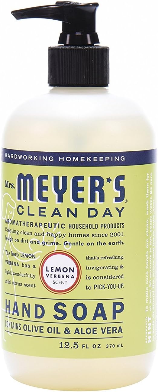 Mrs. Meyer's Clean Day Liquid Hand Soap, Cruelty Free and Biodegradable Formula, Lemon Verbena Scent, 12.5 oz- Pack of 3: Health & Personal Care