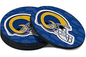 Malogtan Coasters for Drinks，Cup Coasters Set of 4 for Tabletop,Coffee Table，Blue Yellow Design Drinking Coaster for Sport Football Fans，4 Inches Non-Slip Rubber Base