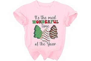 CAZYCHILD Toddler Christmas Shirts Girls Boys Christmas Tree Cake T Shirt Kids Xmas Tee Short Sleeve Tops