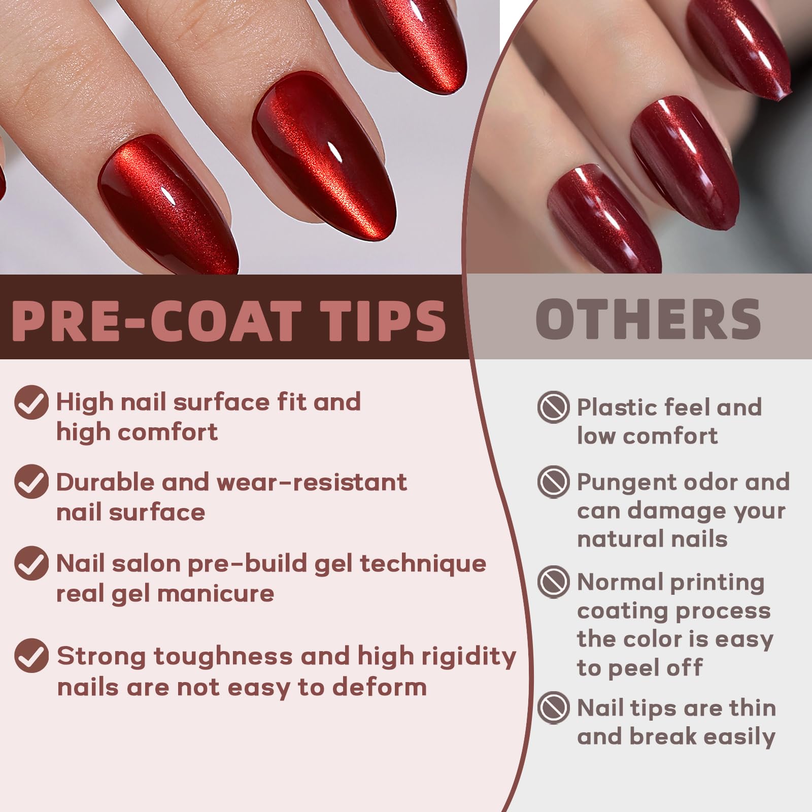 CUZIAM Red Magnet Cat Eyes Press on Nails Short Almond, Aurora Mirror Red Soft Gel Stick on Nails with Nail Glue, 32pcs 16 Sizes Glossy Glitter Reusable Nails for Her Cat Eye Red - Image 4