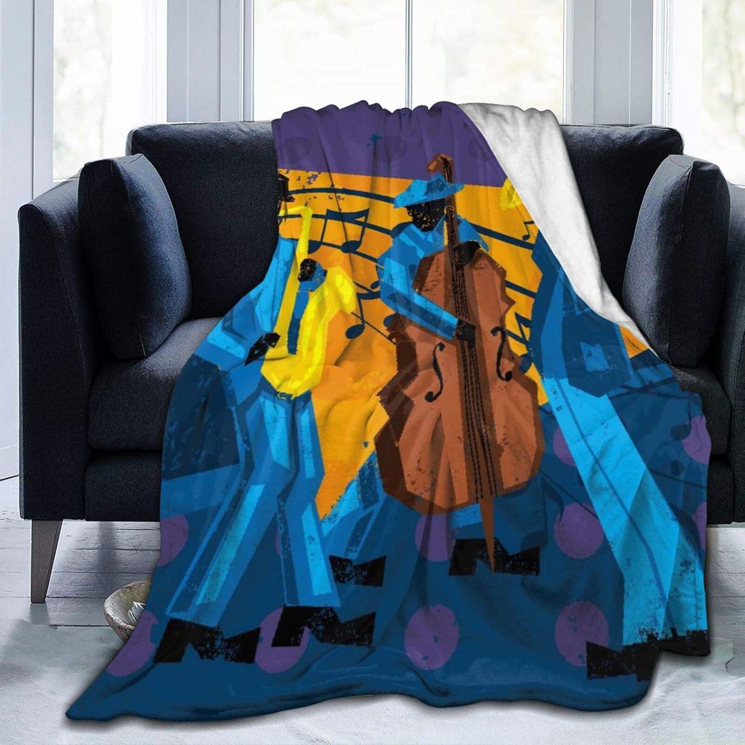 Fleece Throw Blankets,Jazz Band A Jazz Band with A Trumpet Player