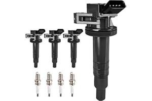 HYR Set of 4 Ignition Coil Pack and Iridium Spark Plugs Fit for 1.8L 2000-2008 Toyota Corolla Matrix Celica Pontiac Vibe Chevy Prizm MR2 Spyder L4 for Replaces UF247