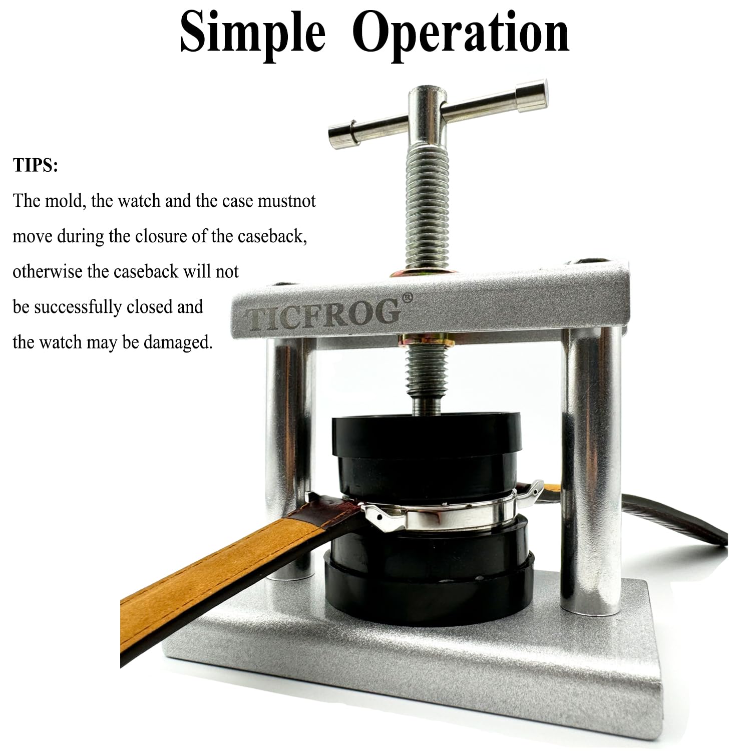 TICFROG Watch Press Tool, Back Case Closer for Closing The Cover, Watch Battery Replacement, Repair Kit for Wristwatches with 18PC Molds, Compatible with Round Square Rectangular Dials and Backs