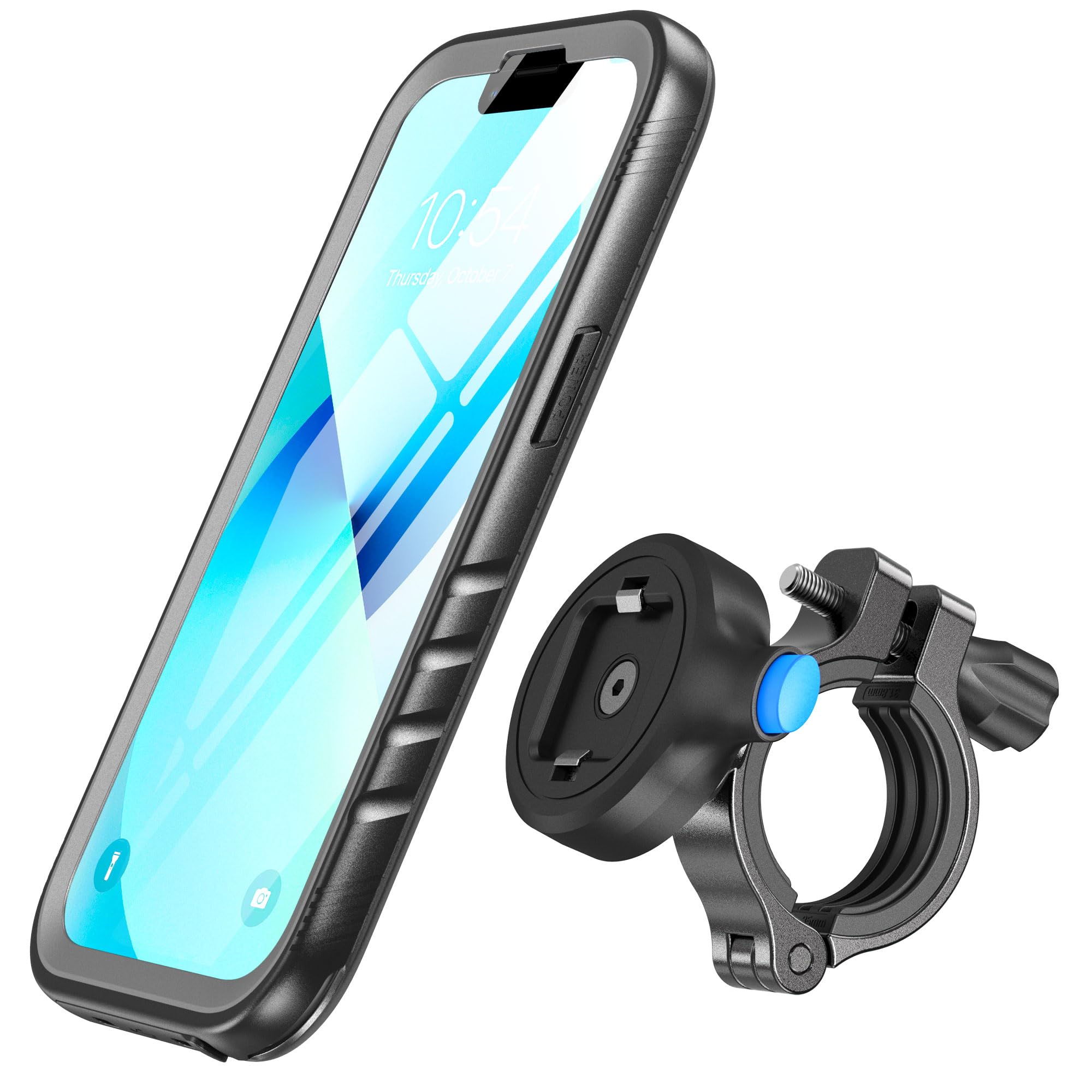 [2-in-1 Combo] SPORTLINK Bike Phone Mount & Waterproof Case for iPhone 13 Mini – Motorcycle Handlebar Holder, 360° Rotatable, Quick Release, Aluminum Frame