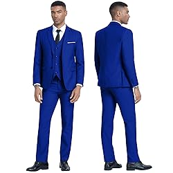 Men Suits Slim Fit 3 Piece Royal Blue Business