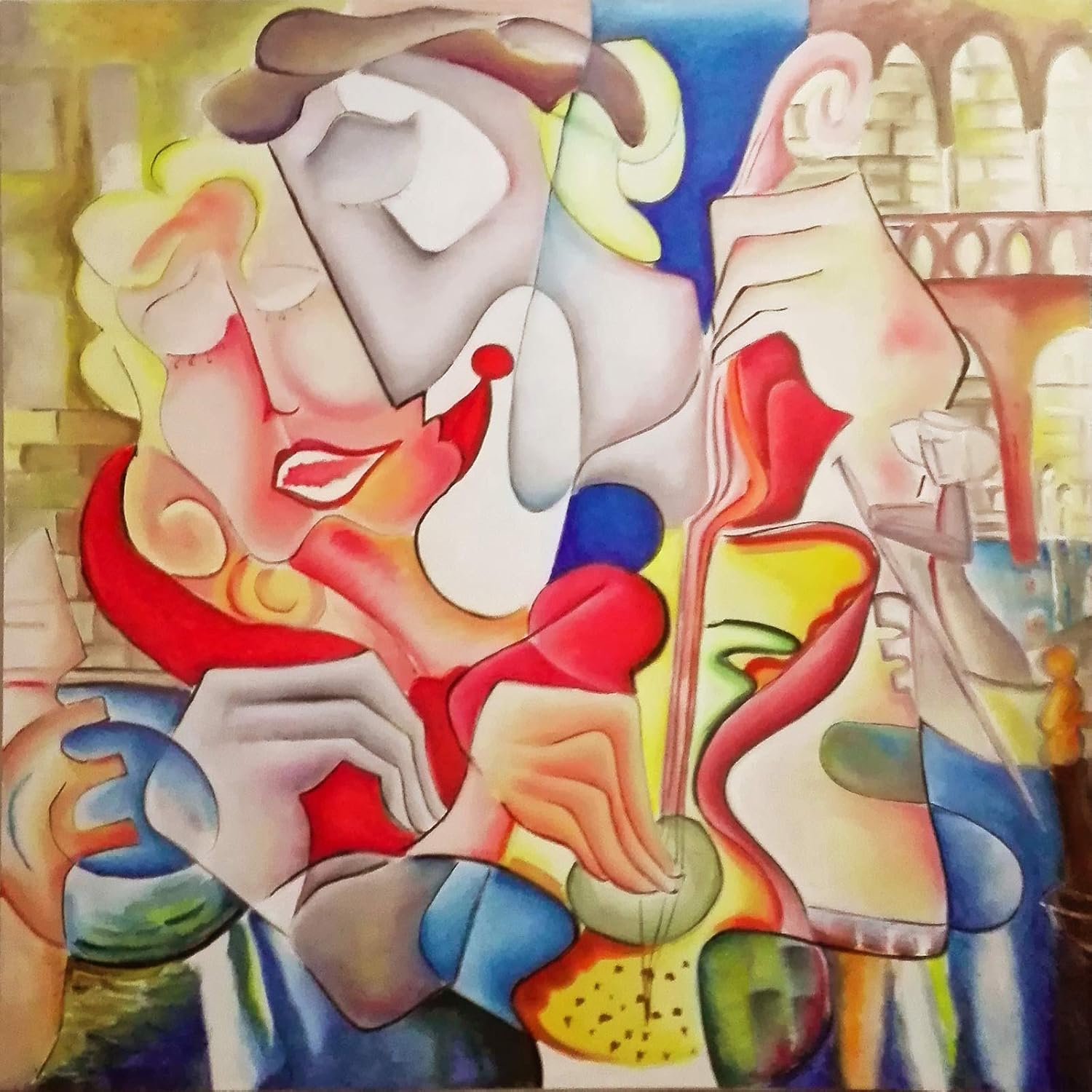 Unico Dipinto Olio Su Tela Pittura Cubismo Moderno Arte Contemporanea Amore A Venezia Di Dobos Unico Dipinto Olio Su Tela Pittura Cubismo Moderno Arte Contemporanea Amore A Venezia Di Dobos