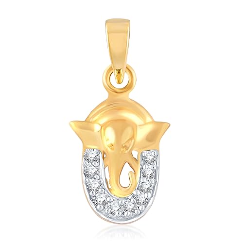 VK Jewels VINAYAKA Gold and Rhodium Plated Alloy God Pendant for Men & Women made with Cubic Zirconia - PS1018G [VKP1018G]