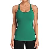 ATTRACO Ribbed Workout Tank Tops for Women with Built in Bra Tight Racerback Scoop Neck Athletic Top