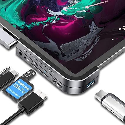 Amazon Com Usb C Hub For Ipad Pro Disdim 6 In 1 Aluminum Corner Design Ipad Pro Docking Station With 4k Usb C To Hdmi Pd Charging 3 0 3 5mm Audio Jack Sd Micro Card Reader Compatible With Ipad Pro 2019 2018