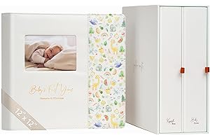 YULKA CRAFTS Keepsake Baby Memory Book with Keepsake Box Girl Boy - Timeless Leather-Bound Baby Milestone Book | Baby Book Keepsake and Baby Photo Memory Box to Record Baby Shower to Age 5 - Beautiful Gift