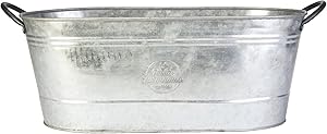 16" Oval Washtub Planter, Aged Galvanized Finish