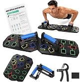 Push Up Board with Handles &amp; Grip Strengthener Set | Push up board set with grip trainer and handles, targeting chest, shoulders, arms and triceps for home workouts.
