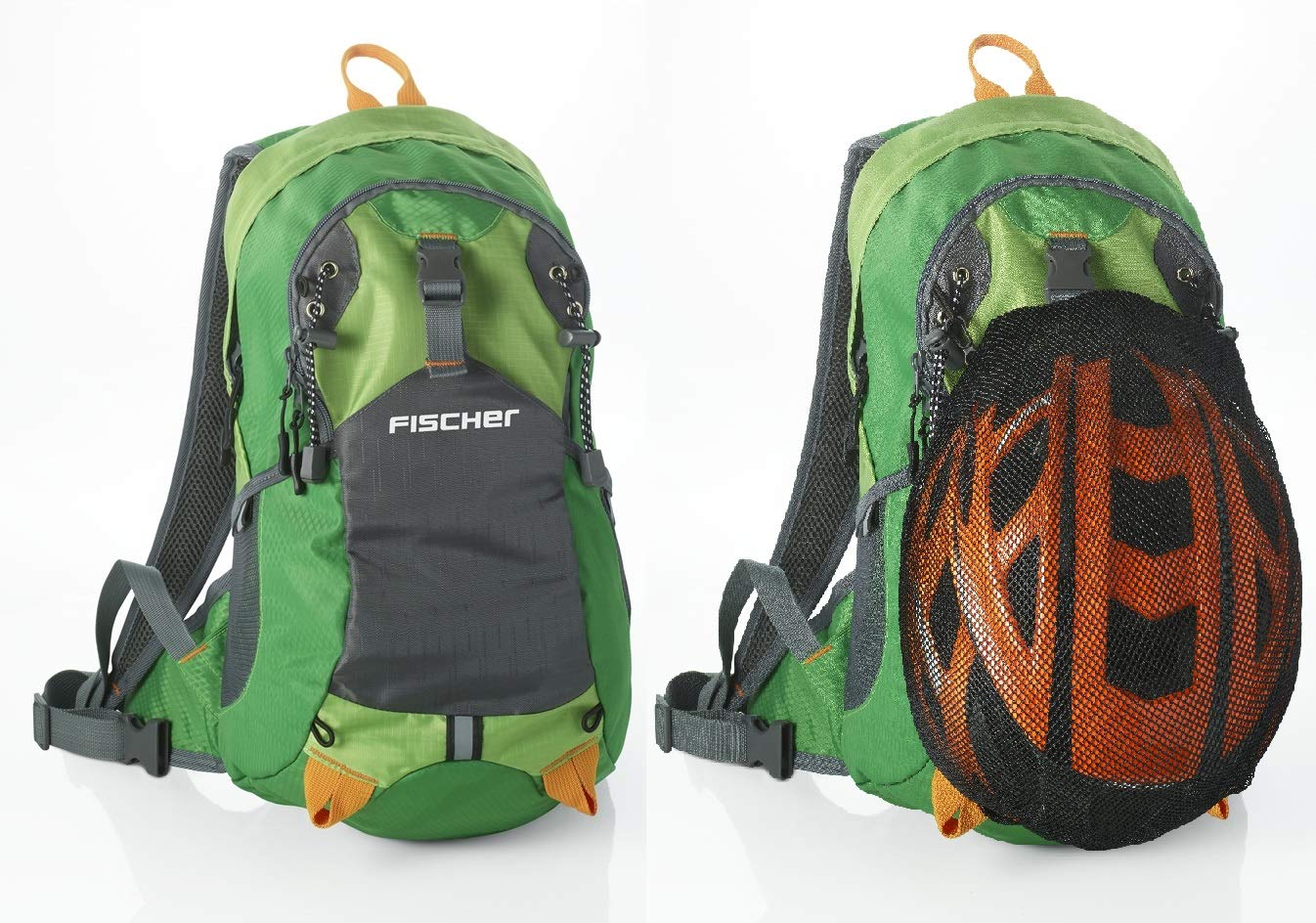 Fischer Backpack with helmet net, hydration bladder opening, rain cover, ergonomic carrying system, waist belt, chest strap